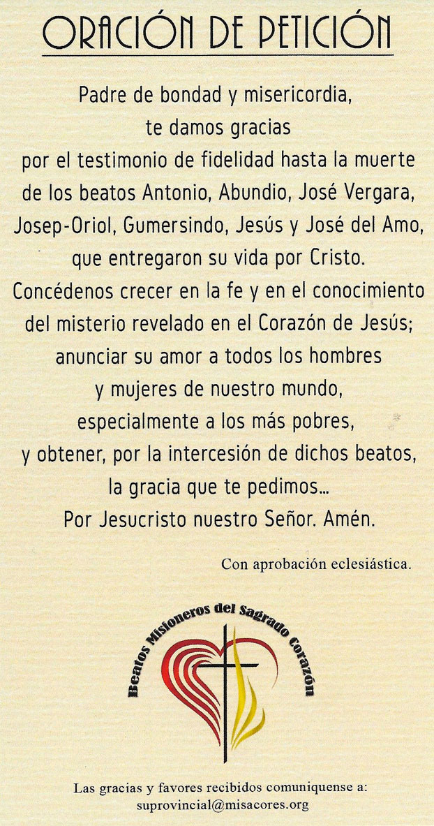 Beatos Mártires Canet de Mar Misioneros Sagrado Corazón. MSC